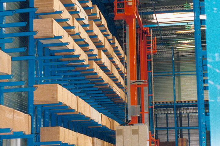 automatic warehouse, cantilever racking, stacker crane